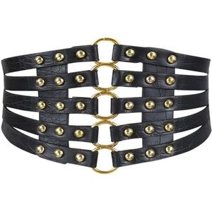 Leather Rivet Corset Belt | Adjustable Hollow Out Stretch Waist Cincher